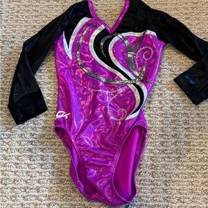 GK Hot Long Sleeve Gymnastics Leotard with Silver Accents